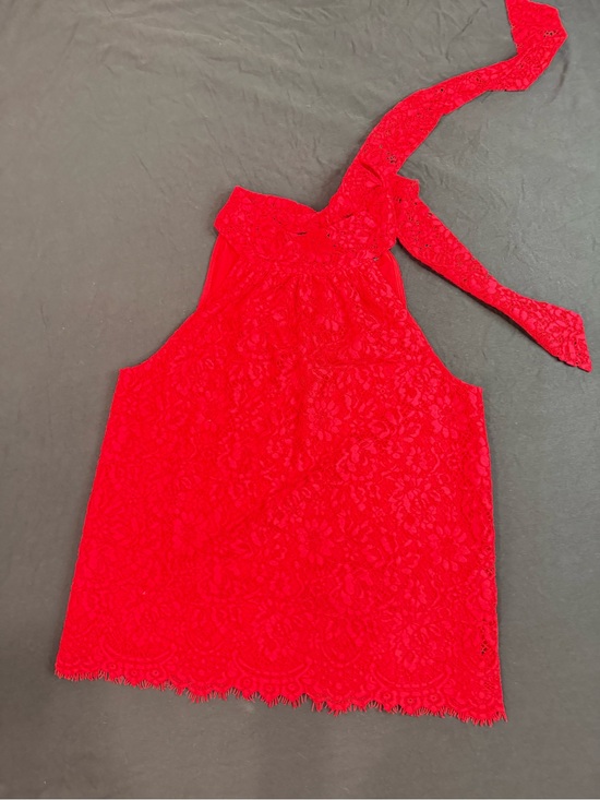 J. Crew Tops - J. Crew Bright Red Lace-Trim Halter Top